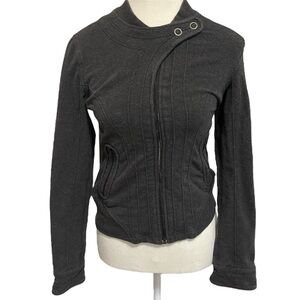 Lululemon Women's Gray Full Zip Snap Stretch Cotton Active Wear Jacket